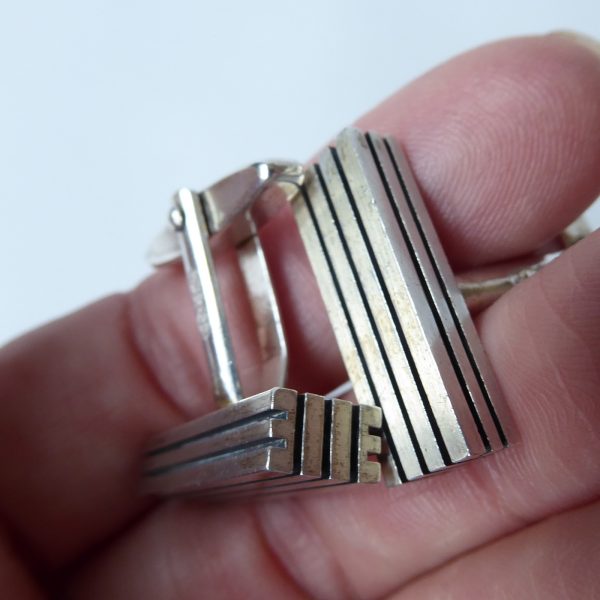 German 21g Mid century silver cufflinks, FS F. Scheurle 925 sterling 1960s lines - Image 15