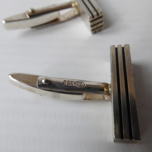 German 21g Mid century silver cufflinks, FS F. Scheurle 925 sterling 1960s lines - Image 17