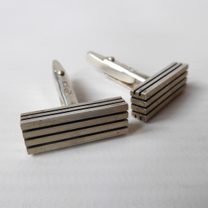 German 21g Mid century silver cufflinks, FS F. Scheurle 925 sterling 1960s lines