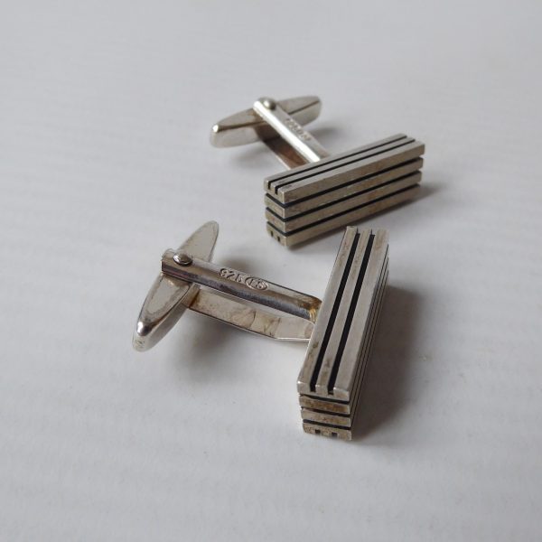 German 21g Mid century silver cufflinks, FS F. Scheurle 925 sterling 1960s lines - Image 6