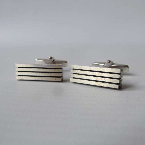 German 21g Mid century silver cufflinks, FS F. Scheurle 925 sterling 1960s lines - Image 8