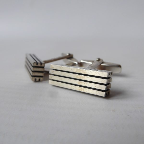 German 21g Mid century silver cufflinks, FS F. Scheurle 925 sterling 1960s lines - Image 9