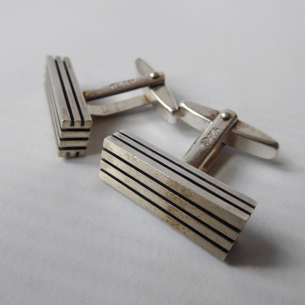 German 21g Mid century silver cufflinks, FS F. Scheurle 925 sterling 1960s lines - Image 10