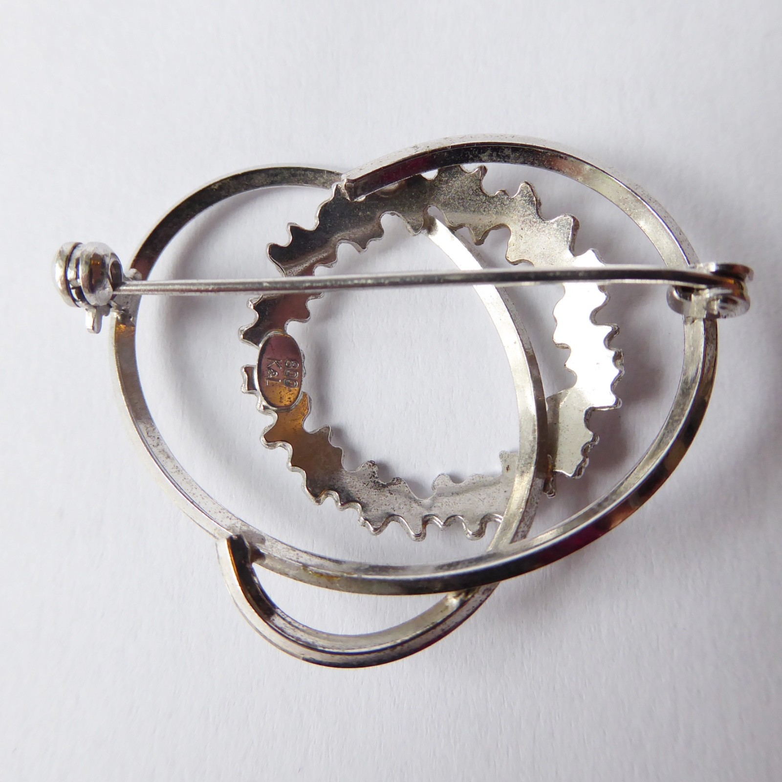 German vintage 800 silver brooch, modernist loops. K&L Kordes & Lichtenfels 60s - Image 9