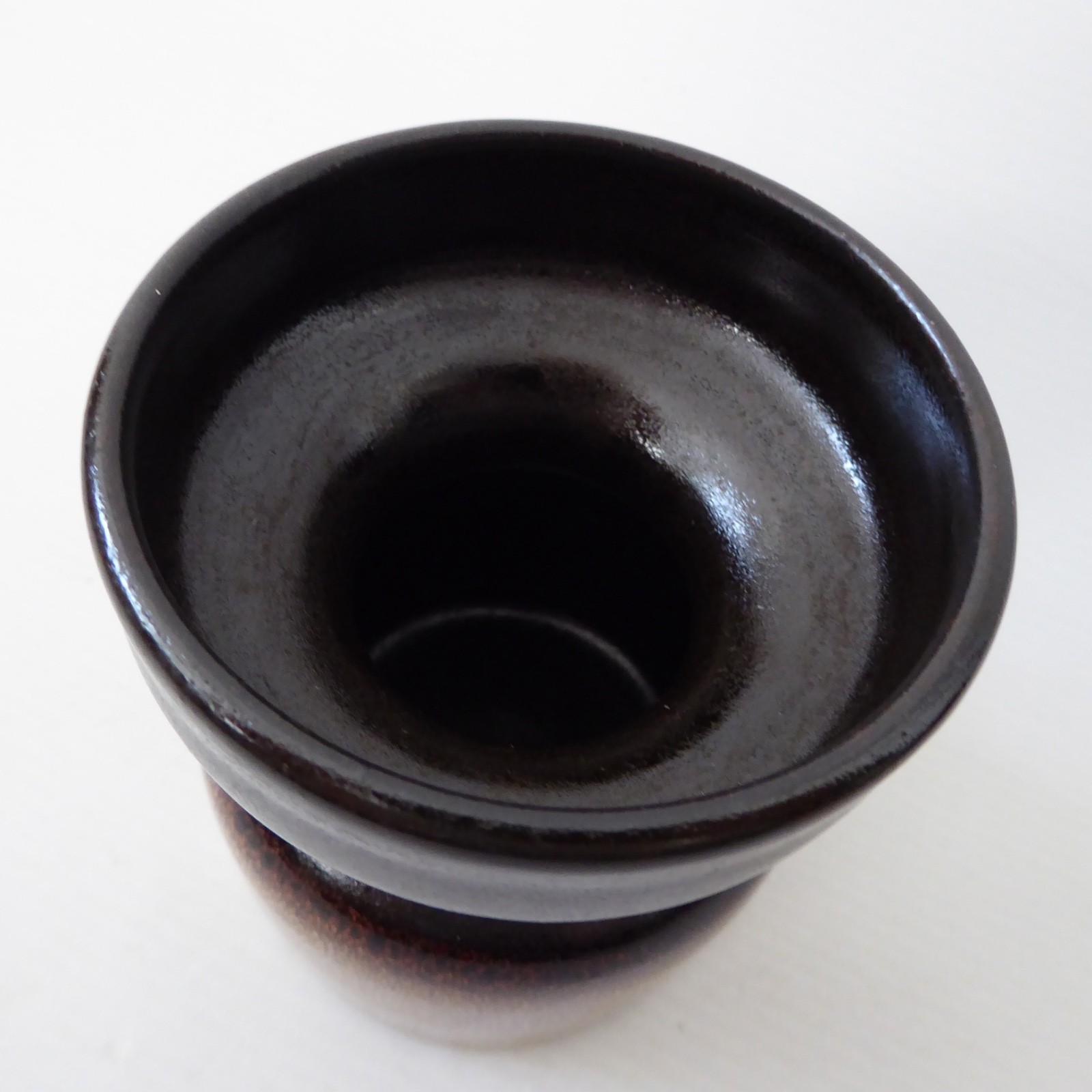 Haven Pottery vintage studio stoneware pillar candle holder, retro HP brown vase - Image 6