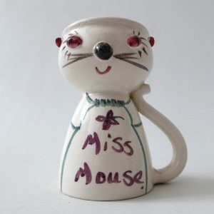 Hewett Ongar vintage pottery ceramic hand painted cute Miss Mouse egg cup, retro
