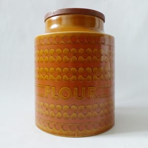 Hornsea Pottery Saffron Flour jar, ceramic storage canister. Retro vintage 1974