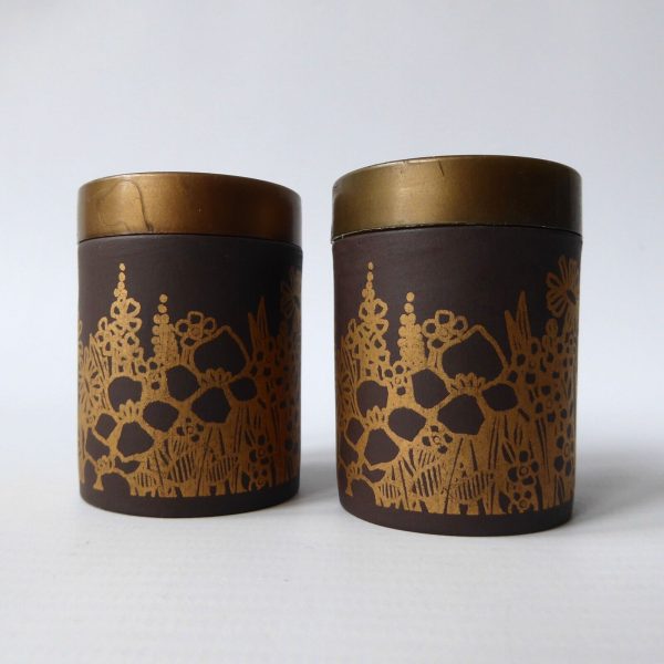 Hornsea salt & pepper pots, shakers, cruet. Lancaster Vitramic gold flowers, 70s - Image 4