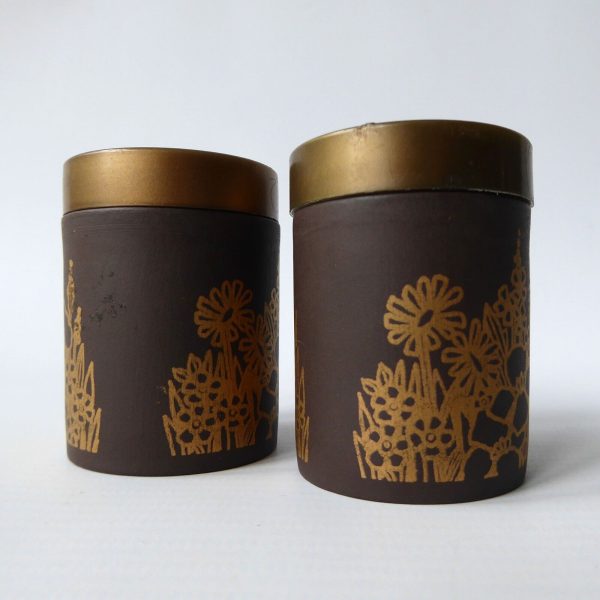 Hornsea salt & pepper pots, shakers, cruet. Lancaster Vitramic gold flowers, 70s - Image 5