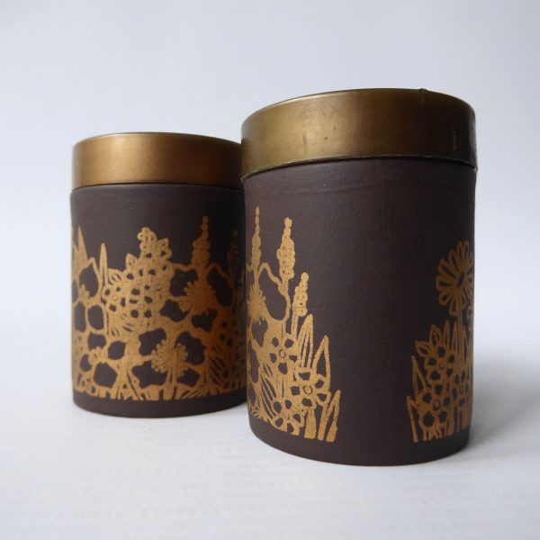 Hornsea salt & pepper pots, shakers, cruet. Lancaster Vitramic gold flowers, 70s - Image 6
