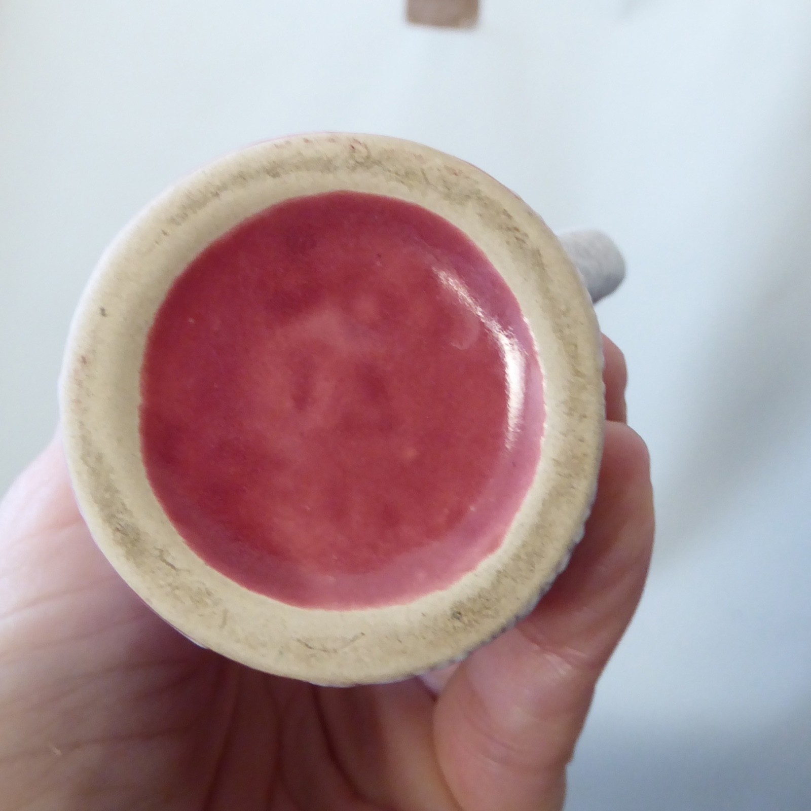 Jopeko Keramik West German pottery red crackle shrink glaze vintage vase 5" pot - Image 10