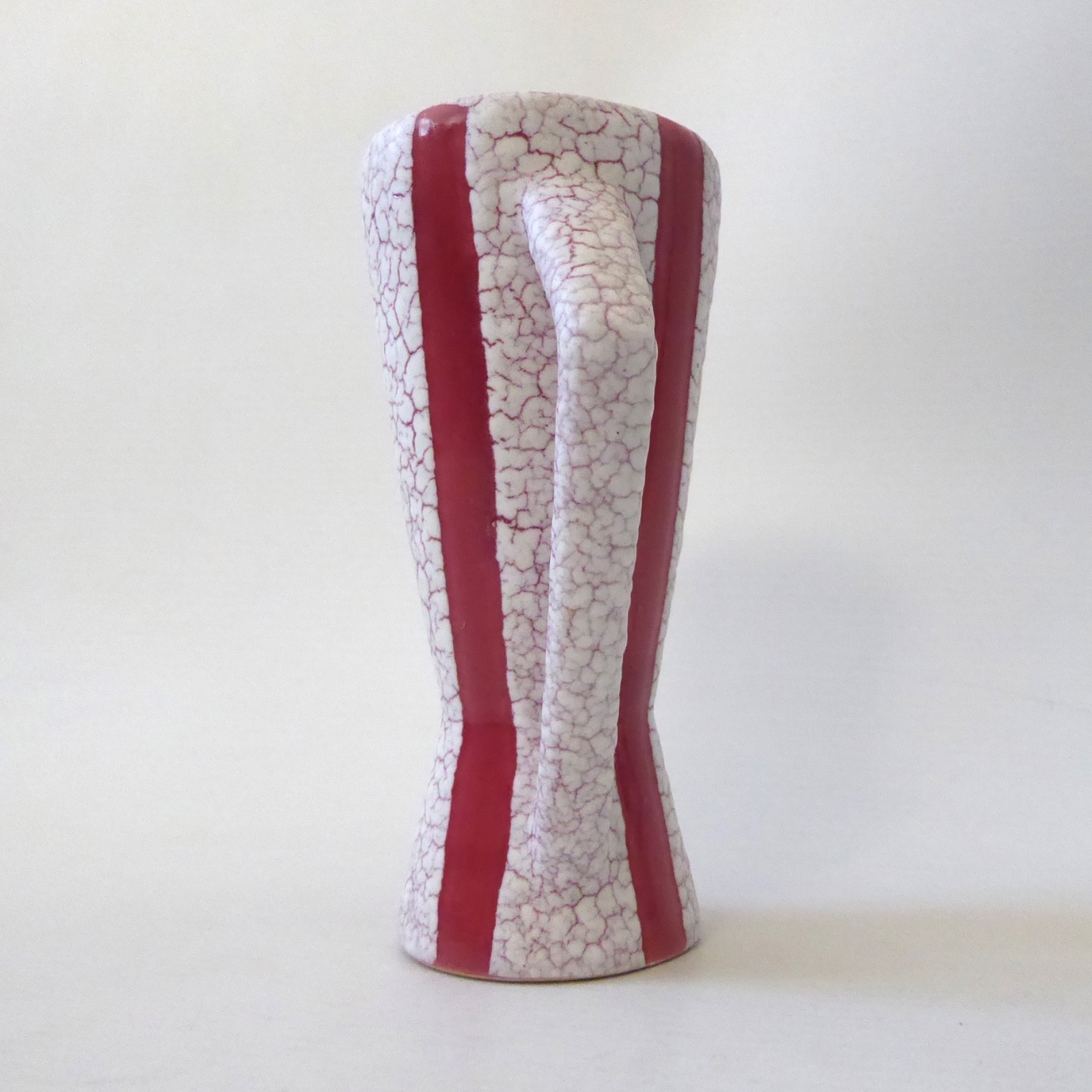 Jopeko Keramik West German pottery red crackle shrink glaze vintage vase 5" pot - Image 2