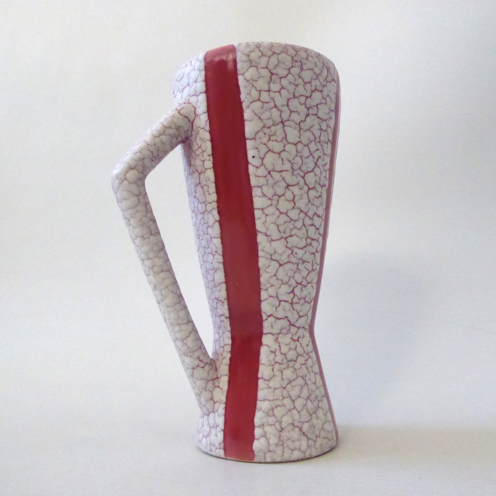 Jopeko Keramik West German pottery red crackle shrink glaze vintage vase 5" pot - Image 3