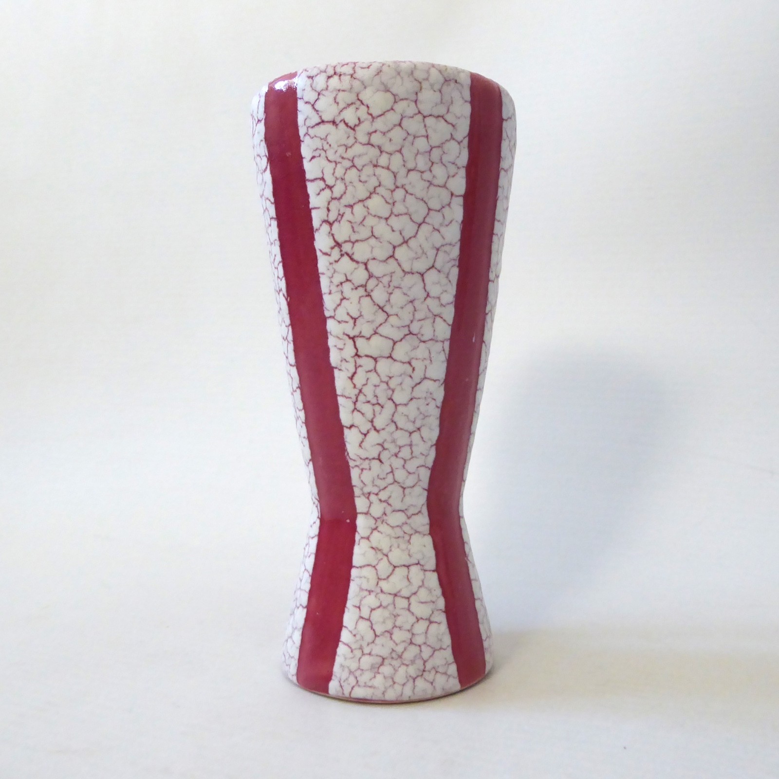 Jopeko Keramik West German pottery red crackle shrink glaze vintage vase 5" pot - Image 5