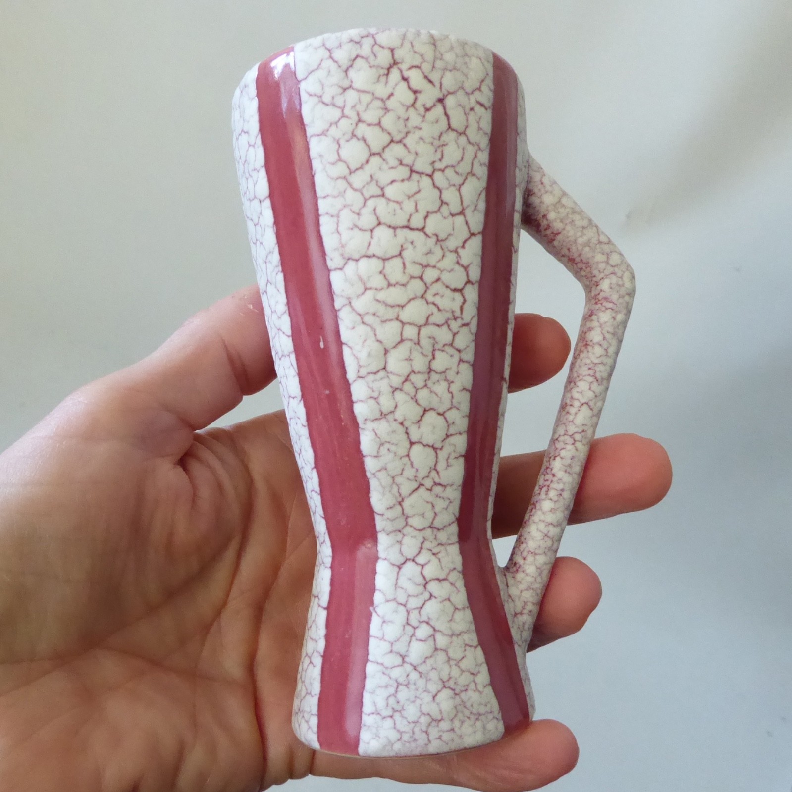 Jopeko Keramik West German pottery red crackle shrink glaze vintage vase 5" pot - Image 7