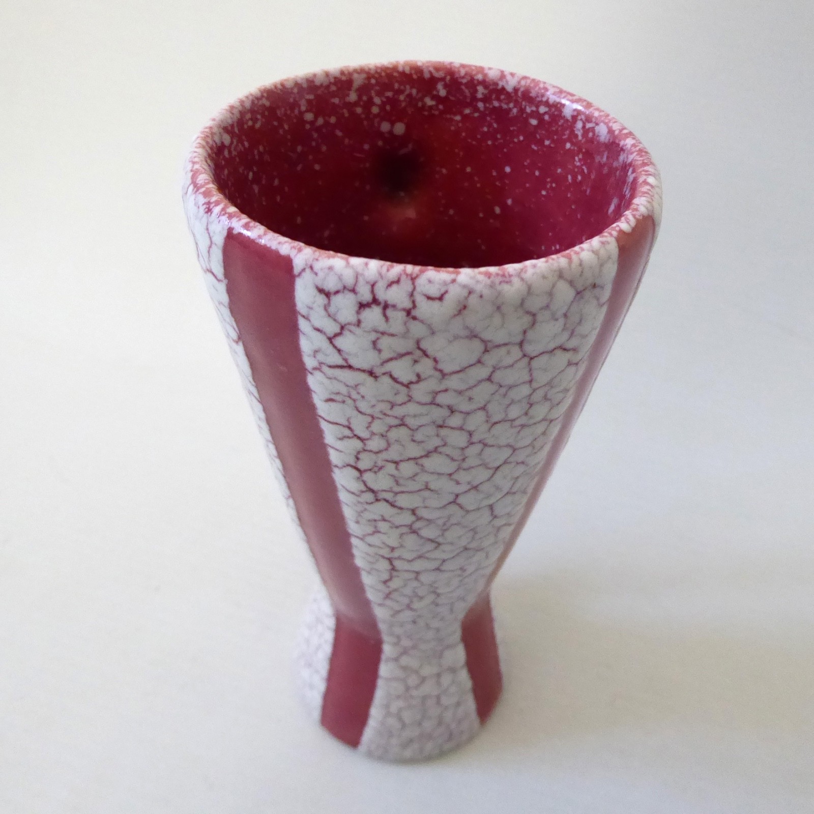 Jopeko Keramik West German pottery red crackle shrink glaze vintage vase 5" pot - Image 8