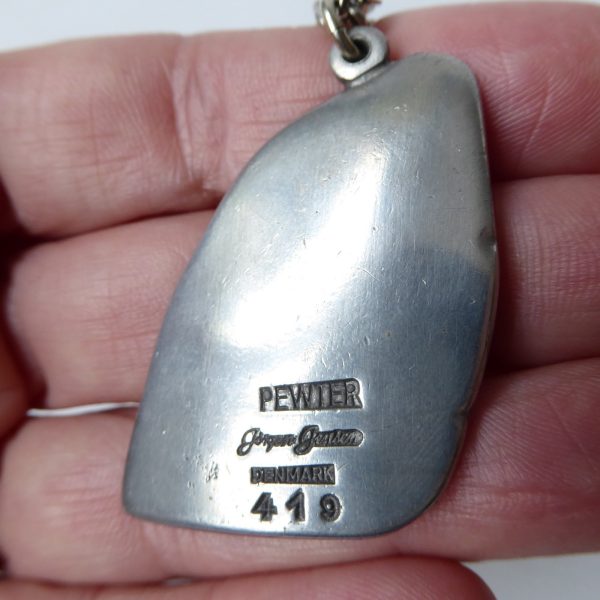 Jorgen Jensen Danish vintage pewter jelling stone rune pendant & necklace, 419 - Image 12