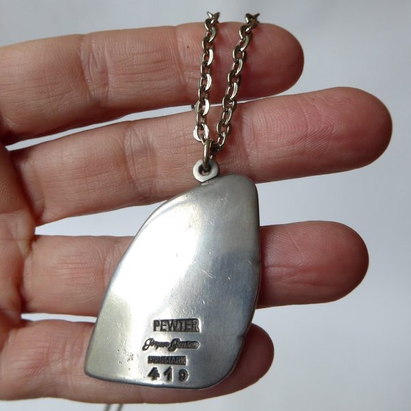 Jorgen Jensen Danish vintage pewter jelling stone rune pendant & necklace, 419 - Image 13