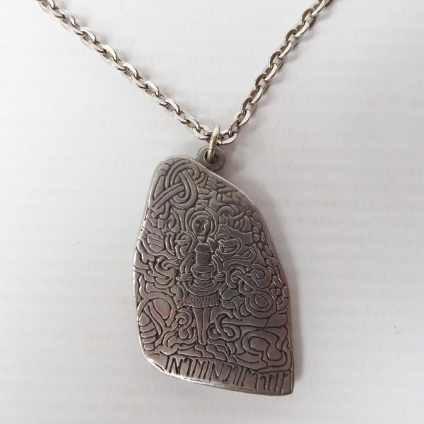 Jorgen Jensen Danish vintage pewter jelling stone rune pendant & necklace, 419 - Image 4