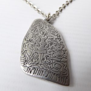 Jorgen Jensen Danish vintage pewter jelling stone rune pendant & necklace, 419