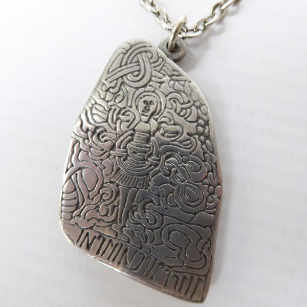 Jorgen Jensen Danish vintage pewter jelling stone rune pendant & necklace, 419 - Image 5