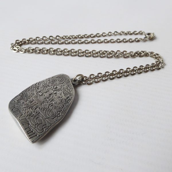 Jorgen Jensen Danish vintage pewter jelling stone rune pendant & necklace, 419 - Image 6