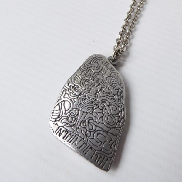 Jorgen Jensen Danish vintage pewter jelling stone rune pendant & necklace, 419 - Image 8