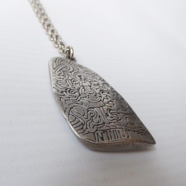 Jorgen Jensen Danish vintage pewter jelling stone rune pendant & necklace, 419 - Image 9