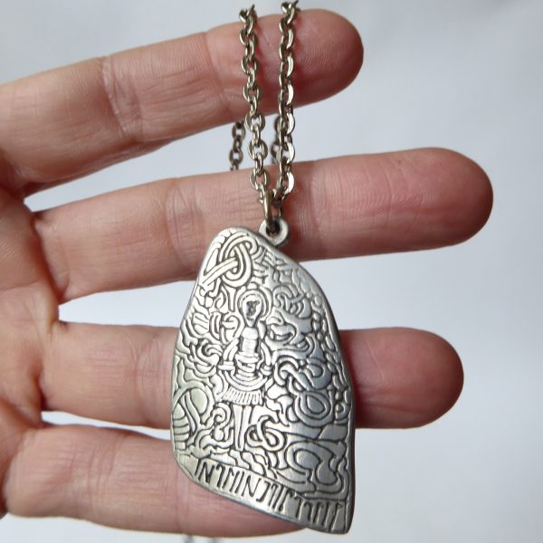 Jorgen Jensen Danish vintage pewter jelling stone rune pendant & necklace, 419 - Image 10