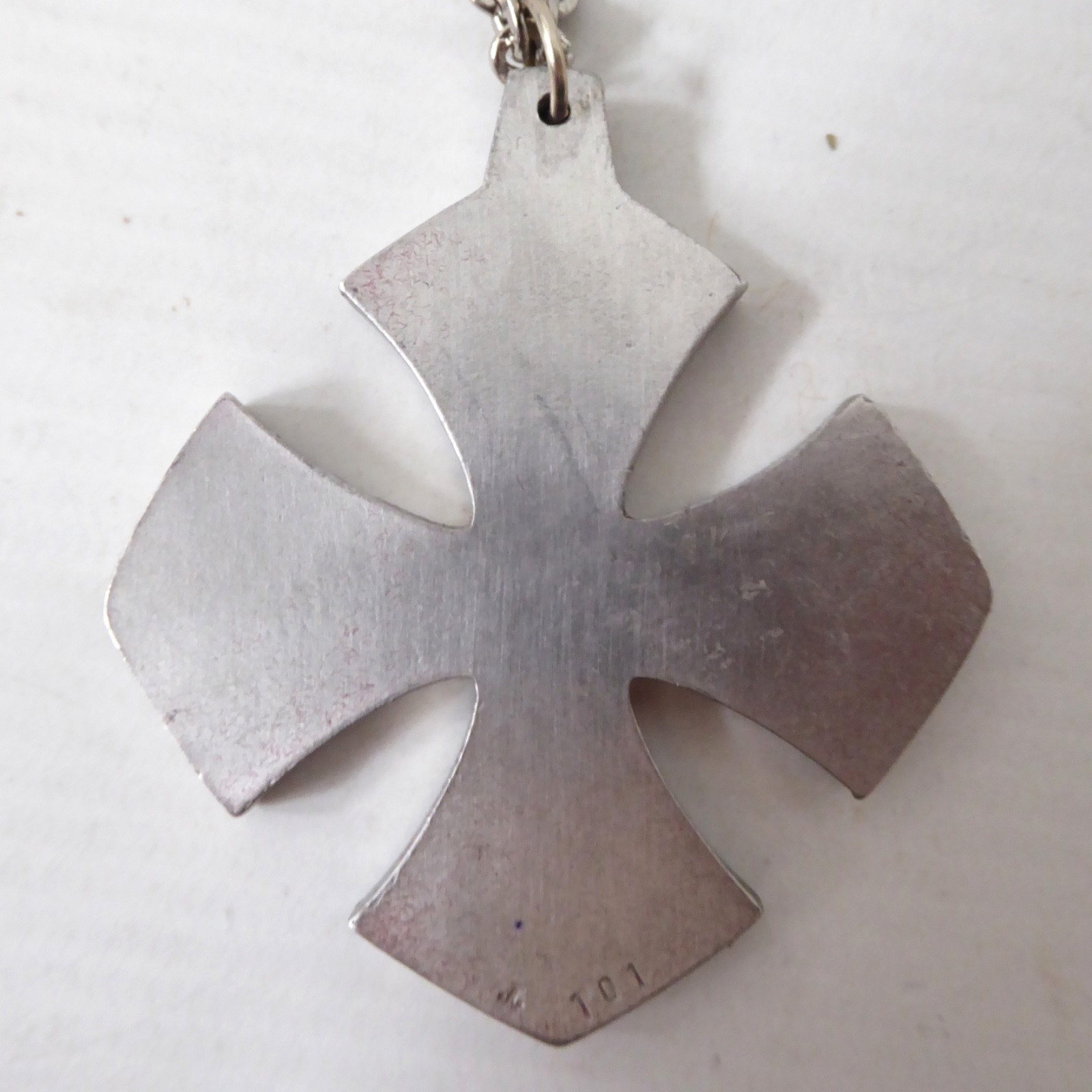Jorgen Jensen vintage pewter pendant & necklace. Brutalist Nordic cross, 101 - Image 6