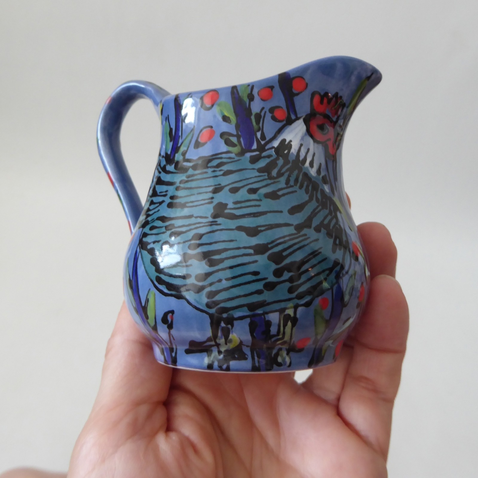 Katherine Barney Elsing Norfolk studio pottery ceramic milk cream jug: chicken - Image 9