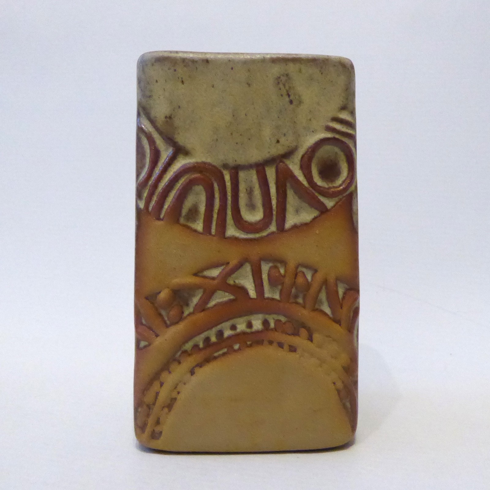 Louis Hudson studio pottery slab vase, rectangular clay, vintage 1970s retro - Image 2