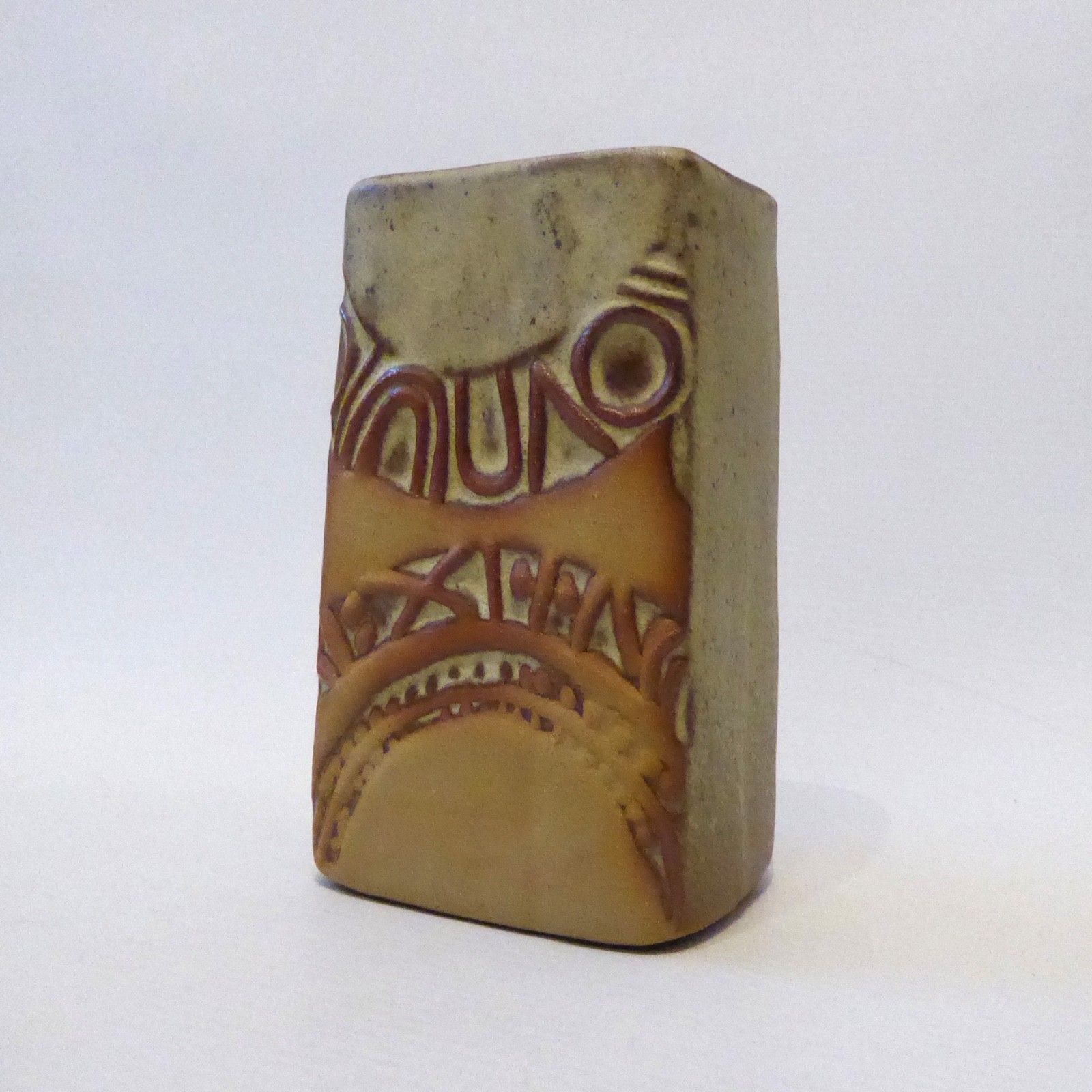 Louis Hudson studio pottery slab vase, rectangular clay, vintage 1970s retro - Image 3