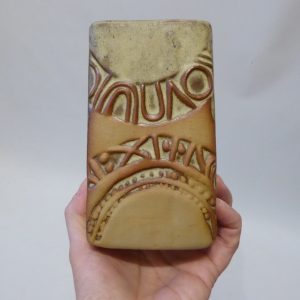 Louis Hudson studio pottery slab vase, rectangular clay, vintage 1970s retro