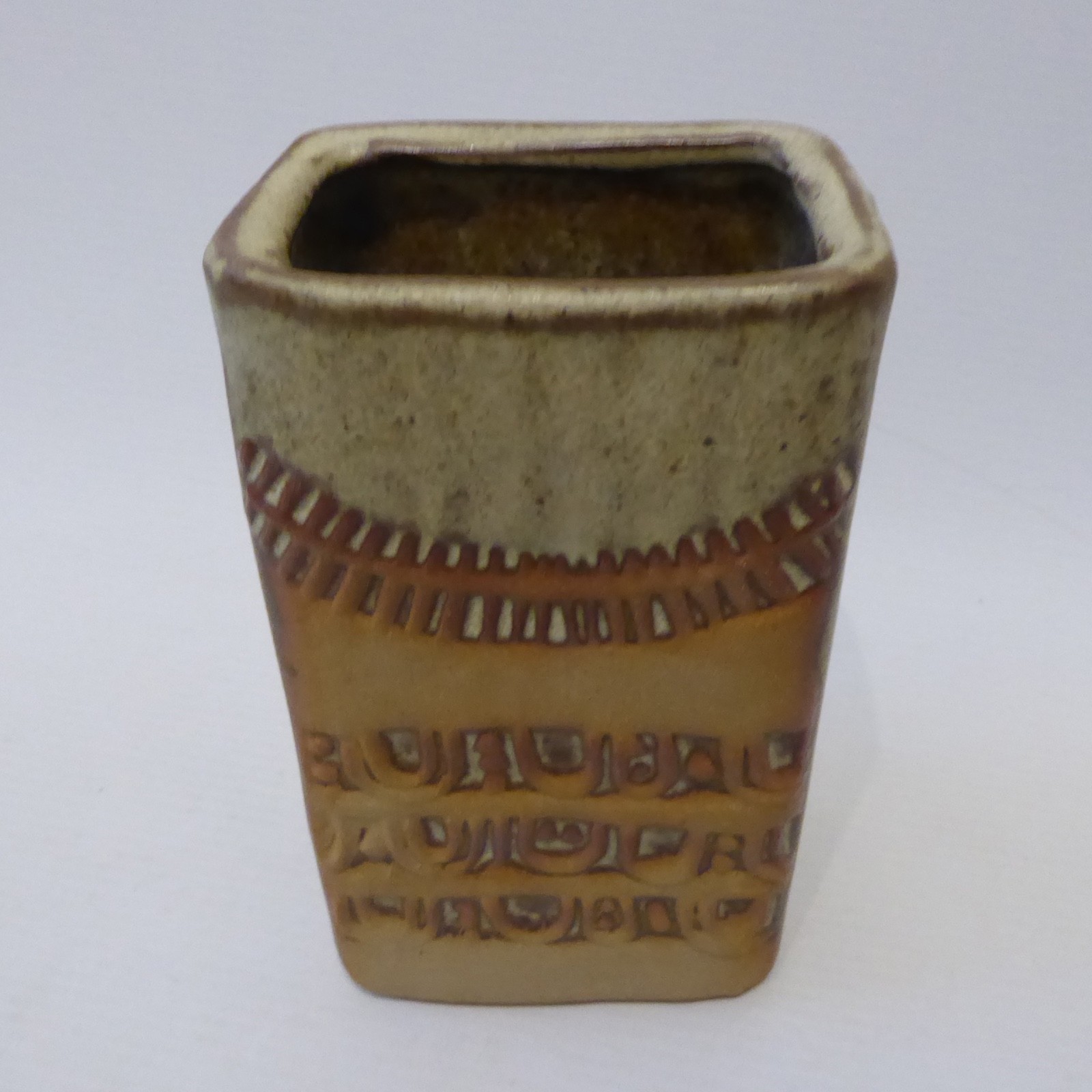 Louis Hudson studio pottery slab vase, rectangular clay, vintage 1970s retro - Image 6