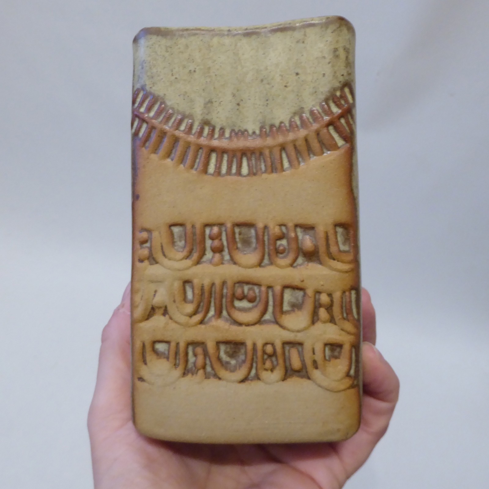 Louis Hudson studio pottery slab vase, rectangular clay, vintage 1970s retro - Image 8