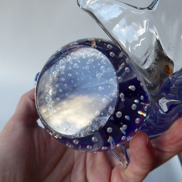 Lovely sfumato blue art glass dolphin figurine ornament + controlled bubble ball - Image 12