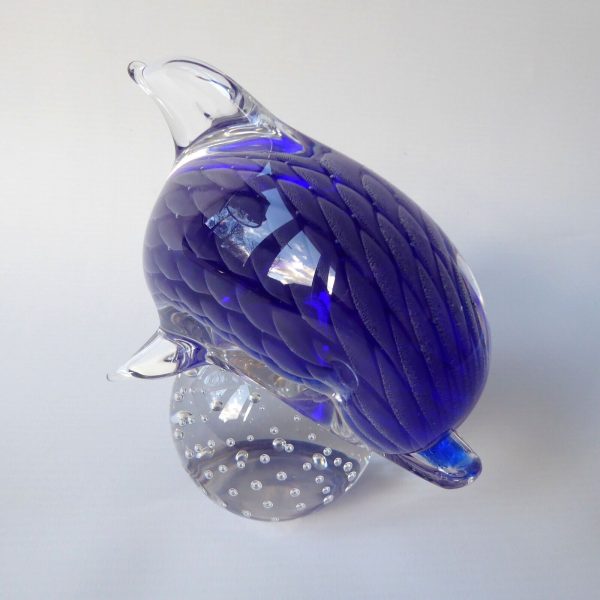 Lovely sfumato blue art glass dolphin figurine ornament + controlled bubble ball - Image 7