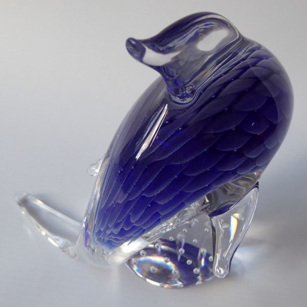 Lovely sfumato blue art glass dolphin figurine ornament + controlled bubble ball - Image 10