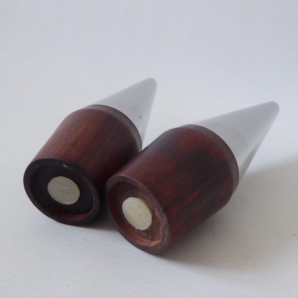 Lundtofte 7" tall stainless steel & rosewood Danish salt pepper pots shakers A&B - Image 11