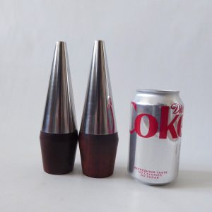 Lundtofte 7" tall stainless steel & rosewood Danish salt pepper pots shakers A&B