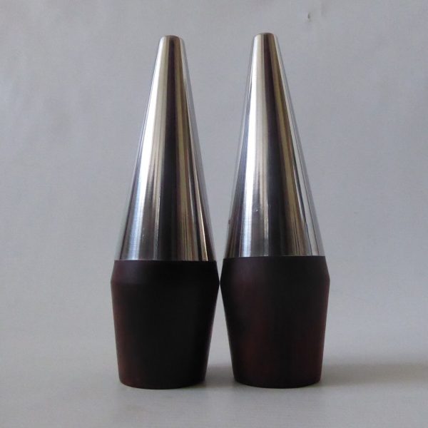 Lundtofte 7" tall stainless steel & rosewood Danish salt pepper pots shakers A&B - Image 5