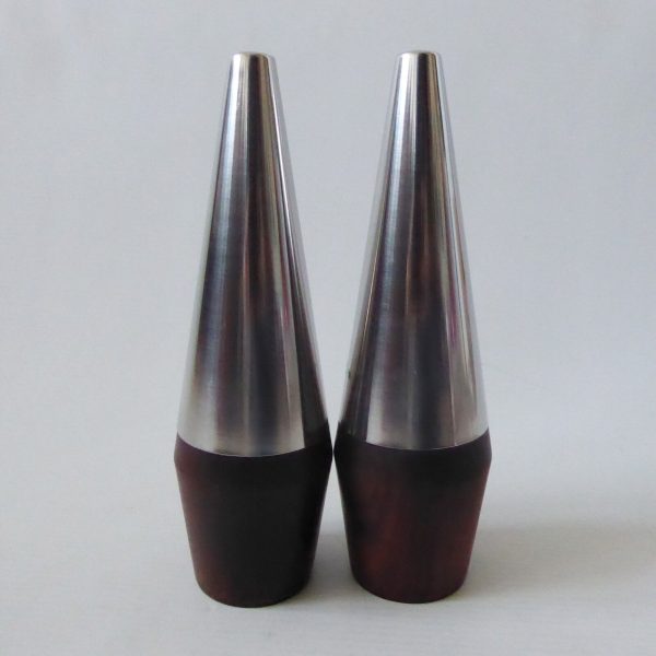 Lundtofte 7" tall stainless steel & rosewood Danish salt pepper pots shakers A&B - Image 6