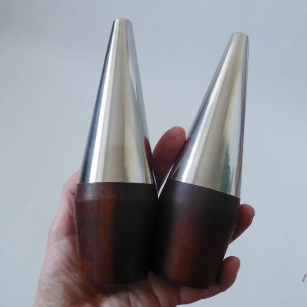 Lundtofte 7" tall stainless steel & rosewood Danish salt pepper pots shakers A&B - Image 8