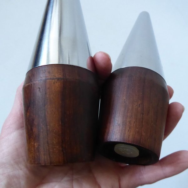 Lundtofte 7" tall stainless steel & rosewood Danish salt pepper pots shakers A&B - Image 9