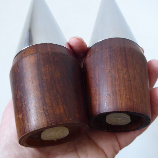 Lundtofte 7" tall stainless steel & rosewood Danish salt pepper pots shakers A&B - Image 10