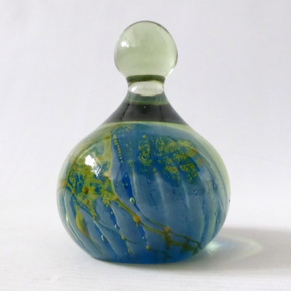 Mdina vintage glass paperweight + top knob Sea & Sand, blue + gold trails. Malta - Image 3