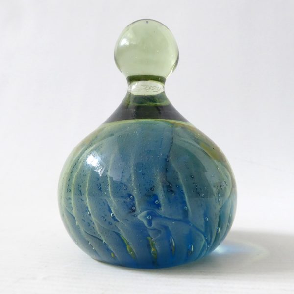 Mdina vintage glass paperweight + top knob Sea & Sand, blue + gold trails. Malta - Image 4