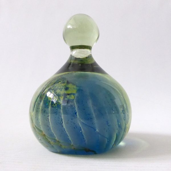 Mdina vintage glass paperweight + top knob Sea & Sand, blue + gold trails. Malta - Image 5