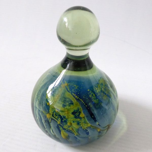 Mdina vintage glass paperweight + top knob Sea & Sand, blue + gold trails. Malta - Image 6